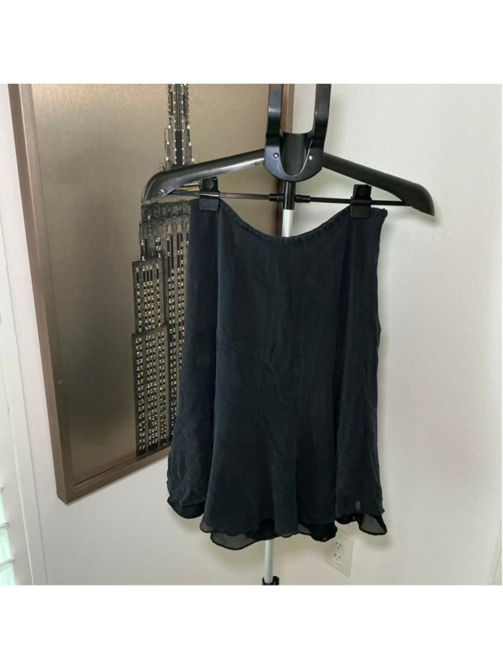 Alfani Black 100% Silk Flowy A-Line Skirt Size 6